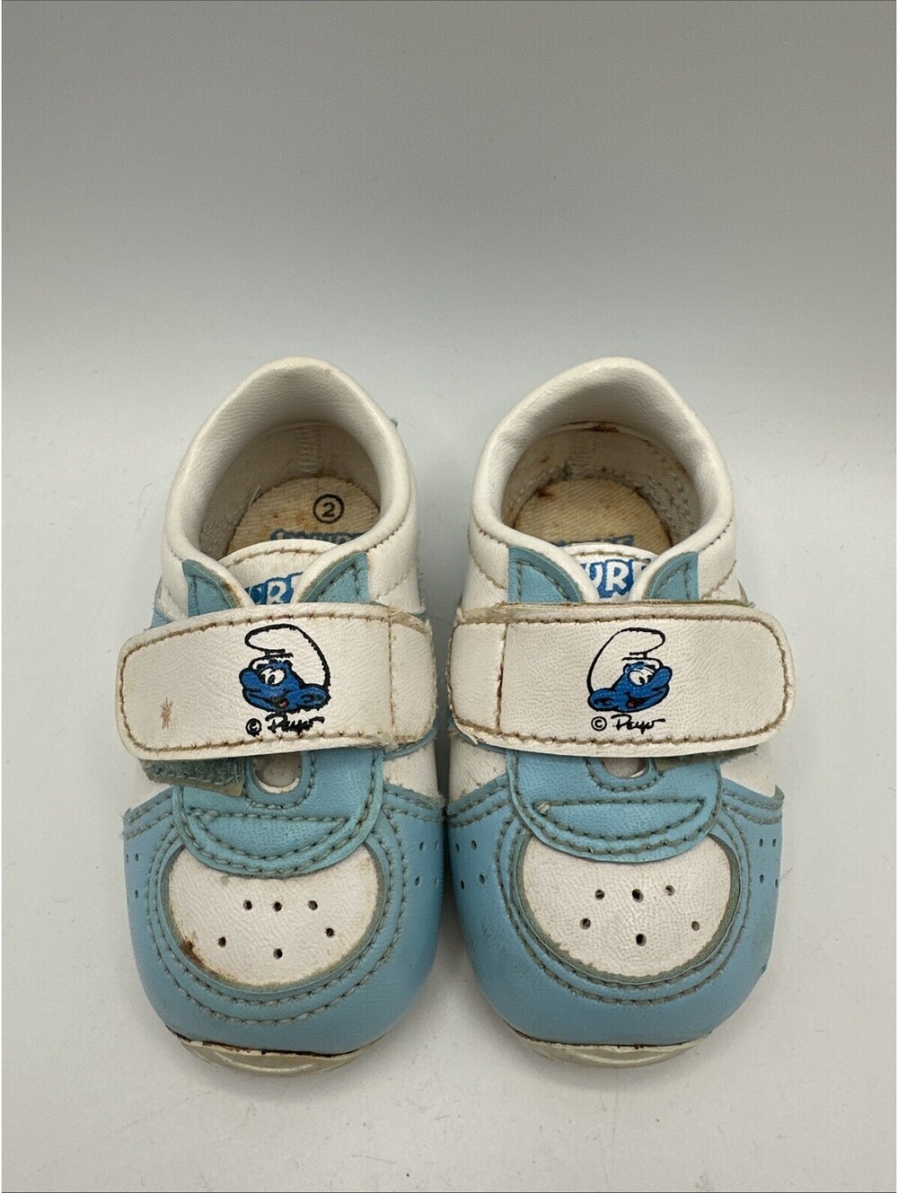 Vintage Toddler Size 2 Smurf Sport Baby Blue Sneakers  Tennis Shoes Prop